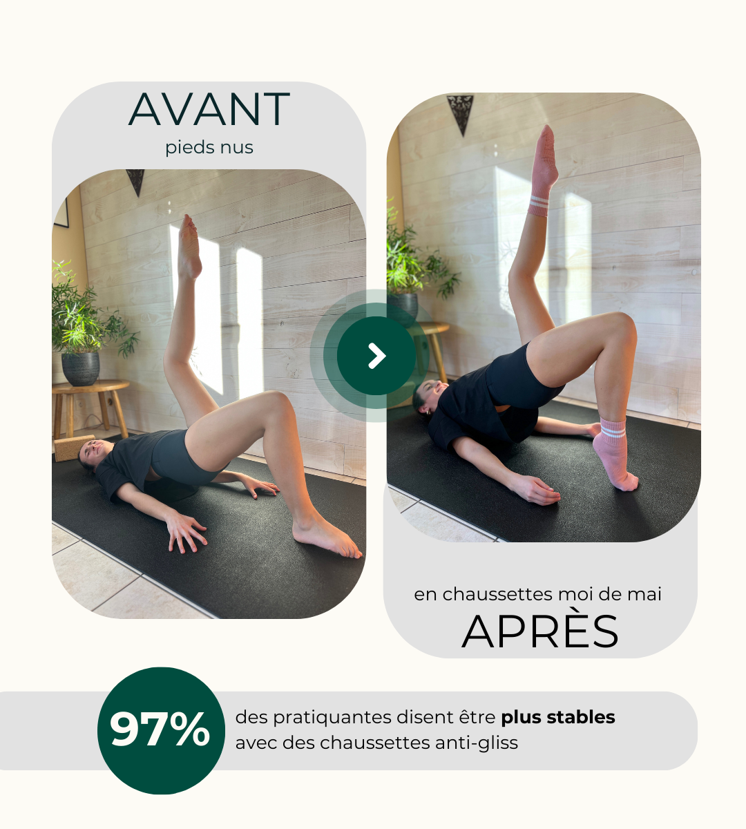 Chaussettes pilates anti-gliss'