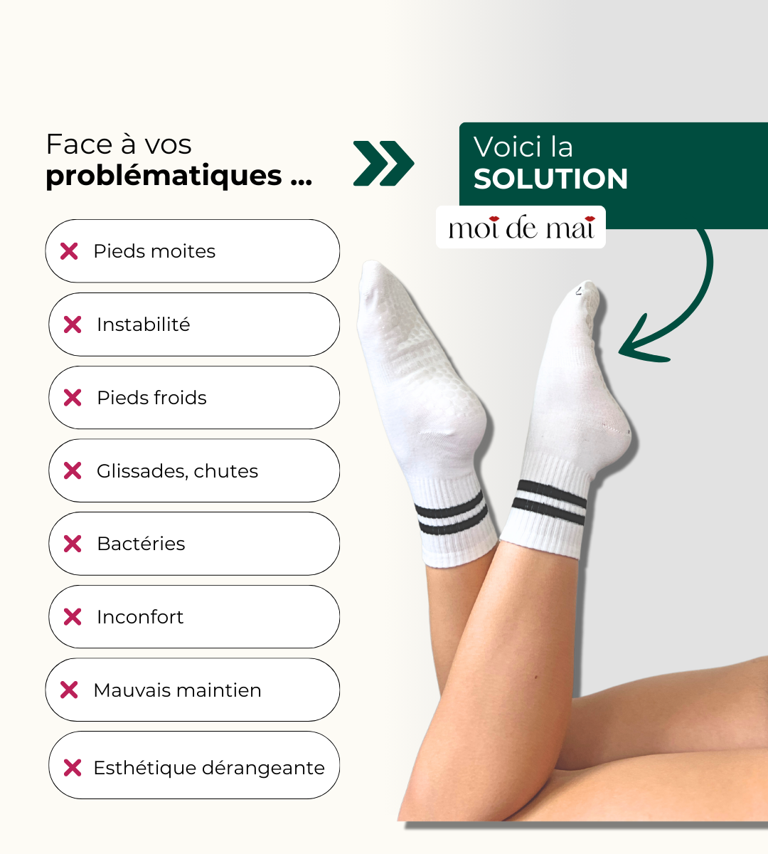 Chaussettes pilates anti-gliss'