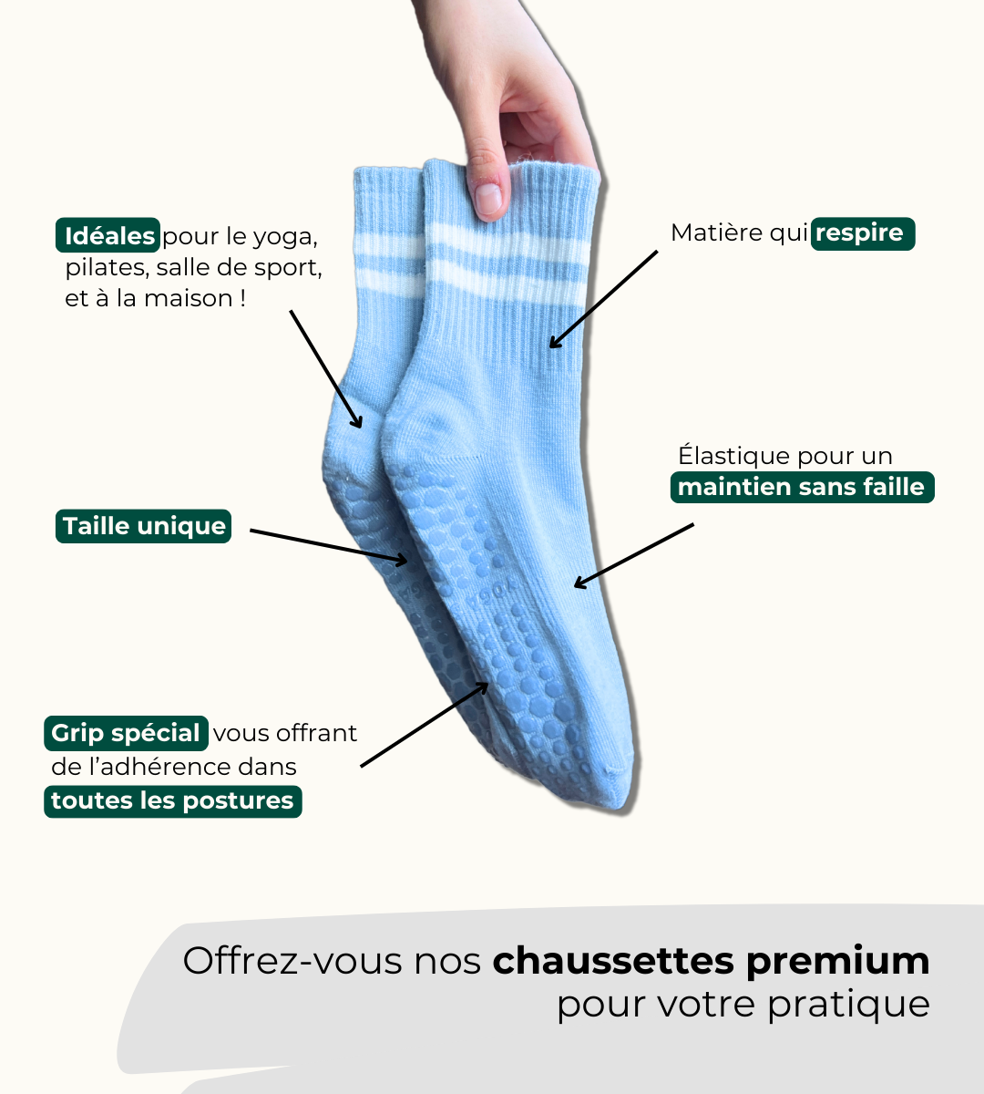 Chaussettes pilates anti-gliss'